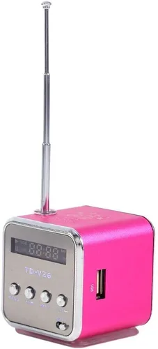 Vista 6 de Eboxer - Mini altavoz portátil con reproductor de música, radio FM, altavoz estéreo, soporte para tarjeta TF y disco U, diseño breve, mini altavoz