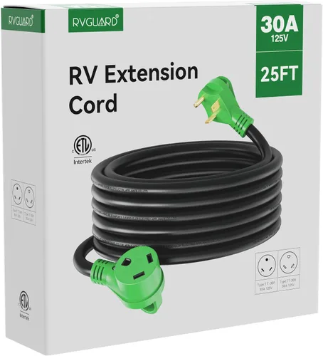 Vista 7 de RVGUARD Cable de extensión RV de 30 amperios y 25 pies Negro