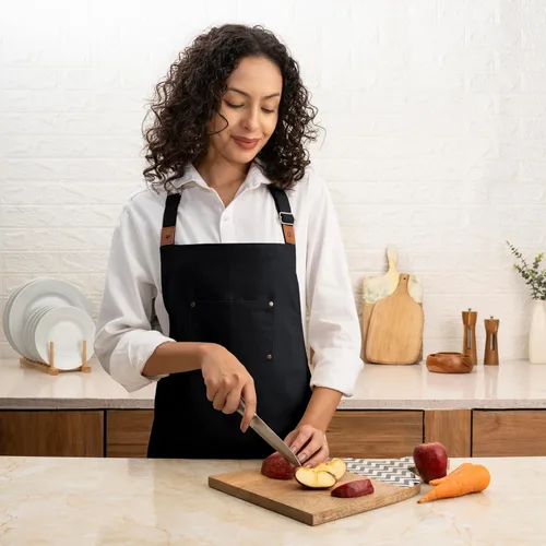 Vista 2 de Cotton Canvas Apron for Women & Men – Adjustable Neck Strap & Waist Ties with Pockets