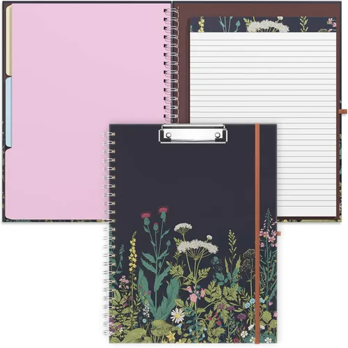 Vista 14 de Rimilak Spiral Clipboard Folio with Refillable Lined Notepad, 14.5 x 9.8 In, Hardcover Cover with 5 Interior Pockets, Elastic Band and Pen Loop