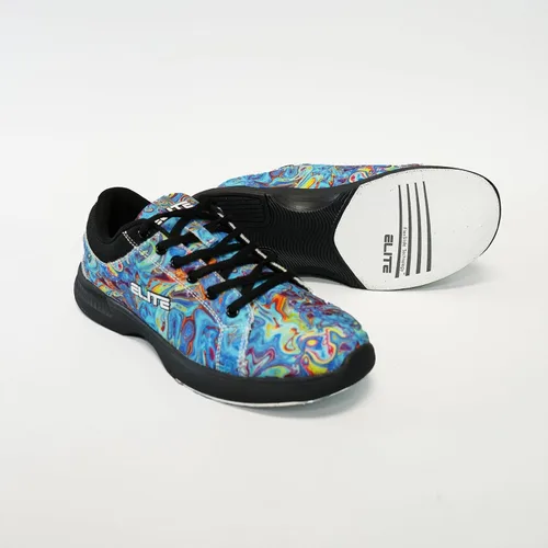 Vista 6 de ELITE Zapatos de bolos con cordones Blue Swirl para mujer con suela deslizante en los zapatos derecho e izquierdo