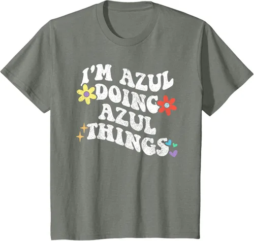 Vista 80 de Retro Groovy Im AZUL Doing AZUL Things - Camiseta divertida para el día de la madre, Negro