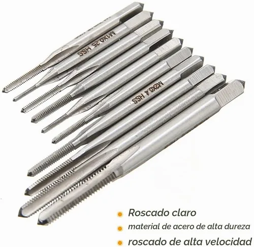 Vista 5 de 10pcs Micro Taps Bit Pequeño Mano Tornillo Rosca Machos M1-M3.5 con llave de grifo