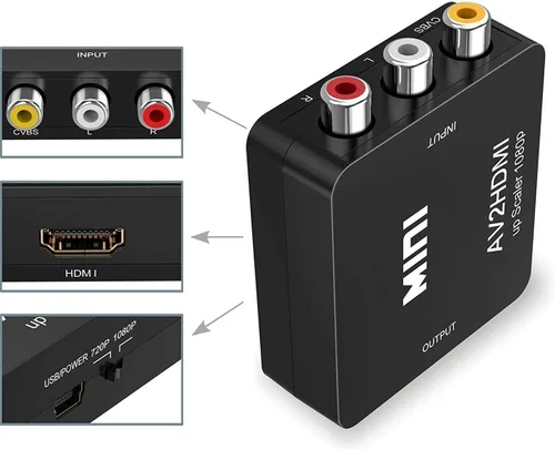 Vista 3 de Cables Direct Online Convertidor RCA AV a HDMI para consolas, compatible con Nintendo NES Gamecube PC, portátil, Xbox PS4, PS3, TV, STB, VHS, VCR