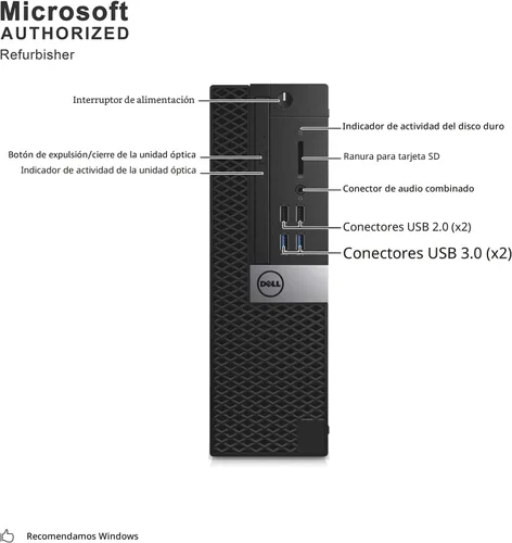 Vista 4 de Dell Optiplex 3040 SFF Business Desktop PC, Core i3-6100 3.7GHz, 8 GB de RAM, unidad de estado sólido de 256 GB, HDMI, RJ45, Windows 11 Pro de 64
