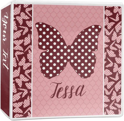Vista 8 de Carpeta personalizada de 3 anillas con diseño de mariposas y lunares, 1 pulgada