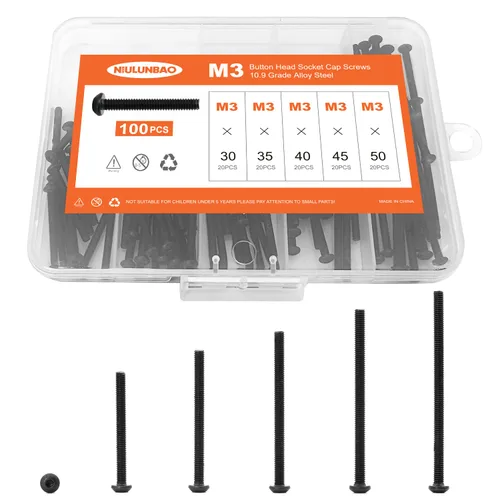 Vista 16 de Tornillos de cabeza de botón M3 x 6 mm, 8 mm, 10 mm, 12 mm, 16 mm, tornillos de cabeza de botón, acero de aleación de grado 10.9, acabado de óxido