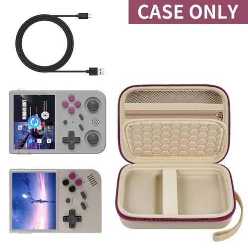 Vista 2 de PAIYULE Travel Case Compatible with RG353V/ RG353VS/ R36S Retro Handheld Game Console, Handheld Emulator Storage Holder Organizer, Android Game Beige