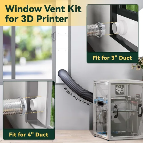Vista 7 de Kit de ventilación para ventana Flehomo para manguera de 3" y 4" de diámetro, incluye cubierta de ventilación con solapas autocerrables, kit