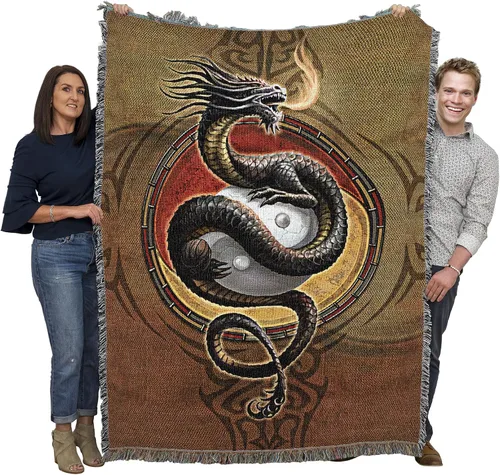 Vista 25 de Pure Country Weavers Anne Stokes - Manta de belleza de dragón de la colección Age of Dragons – Manta de fantasía para regalo tejida de algodón