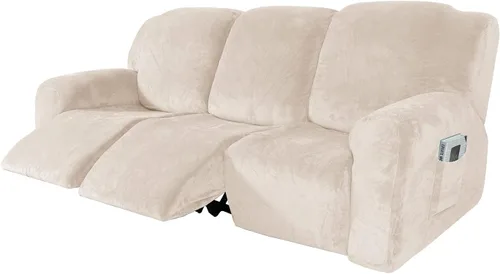 Vista 20 de IMYOGI Fundas para sofá de alta elasticidad de terciopelo para sofá reclinable de 1, 2 y 3 plazas, protector de muebles con parte inferior elástica