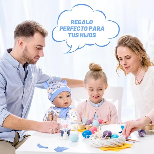 Vista 6 de Aori Reborn Baby Dolls Boy - Muñeca realista de bebé recién nacido de 18'' con juego de alimentación azul y certificado de nacimiento - Cuerpo