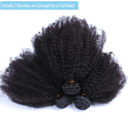 Vista 6 de Paquetes de cabello humano rizado afro mongol de 8, 8, 8 pulgadas, 4B 4C, afro, a granel, cabello humano virgen sin procesar, extensiones de cabello