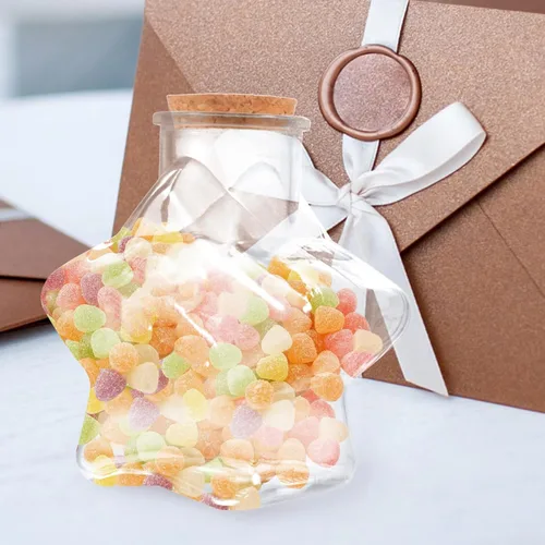 Vista 3 de Cabilock 4 tapones de corcho, botellas de vidrio con forma de estrella en forma de corazón, frasco transparente para manualidades, boda, día de San