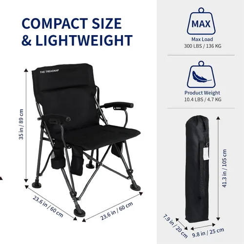 Vista 2 de Sillas de Camping con Calefacción Plegables para Adultos: Silla Plegable de Gran Tamaño para Exteriores con Portavasos - Silla Portátil