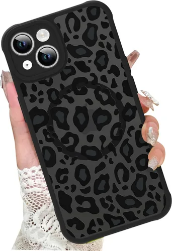 Vista 70 de KANGHAR - Funda para iPhone 11 [Compatible con Magsafe] Patrón estampado de leopardo Lindo guepardo Funda protectora magnética para niñas, mujeres