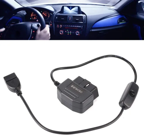 Vista 9 de Ejoyous Cable de alimentación OBD2, cable de alimentación USB Cable de carga 16Pin OBD2 Conector universal para coche GPS DVR Cámara