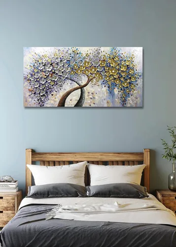 Vista 5 de V-inspire Arte, 24 x 48 pulgadas, moderno, 100% pintado a mano, pinturas al óleo de árbol de la suerte, pintura acrílica, decoración de marco