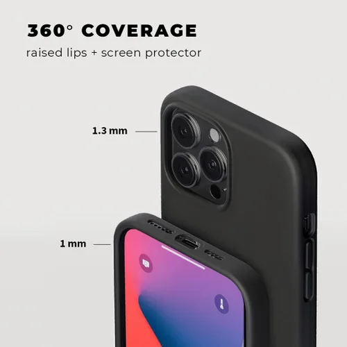 Vista 2 de Funda compatible con iPhone 12/iPhone 12 Pro, silicona negra con protector de pantalla [probada en caídas de 6 pies], funda protectora delgada