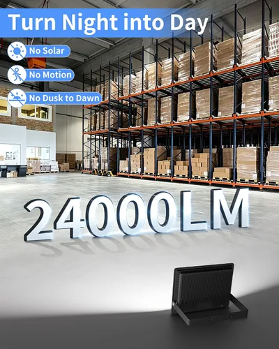 Vista 5 de Luz de inundación LED de 200 W para exteriores con enchufe+cable de 10 pies, luz de seguridad súper brillante de 24000 lúmenes, luz de trabajo LED