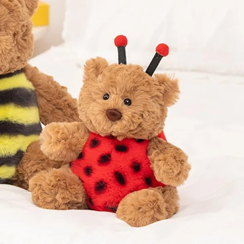 Vista 7 de Oso de peluche suave, juguetes de peluche con disfraz de mariquita, oso de peluche, disfraz de mariquita, oso de peluche, regalo para niños y amantes