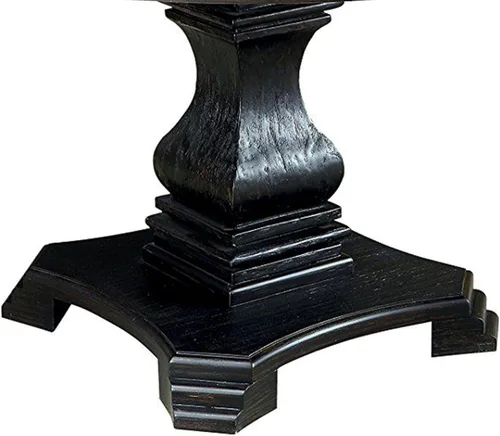 Vista 6 de Benjara - Mesa de comedor tradicional de madera maciza de 48 pulgadas con tapa redonda, color negro