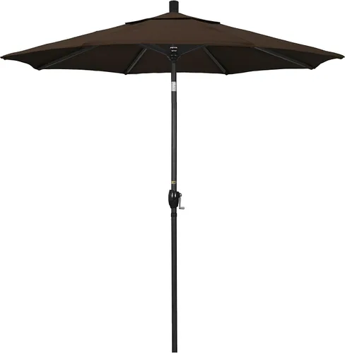 Vista 9 de California Umbrella Sombrilla redonda de aluminio de 7.5 pies, manivela para elevación, botón de inclinación, poste negro, azul marino Pacífica