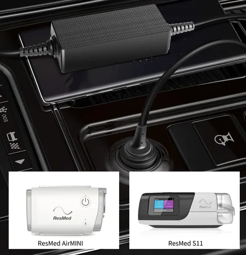 Vista 3 de KFD Cargador de Coche 24V 2.71A 65W Adaptador DC 12V-24V para ResMed AirSense 11 AirMini AutoSet Elite Suministro de Energía CPAP ResMed Air11 S11