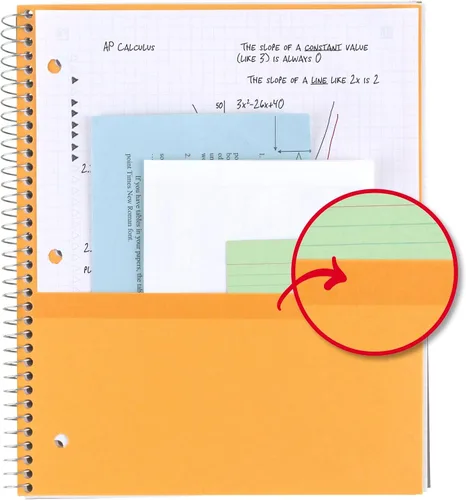 Vista 4 de Five Star Cuaderno de espiral + aplicación de estudio, paquete de 2, 1 materia, papel rayado universitario, 100 hojas, 8-1/2 x 11 pulgadas, azul