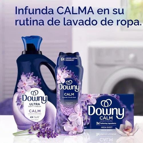 Vista 10 de Downy CALM - Hojas para secadora mega, suavizante para lavar la ropa, lavanda y vainilla, 180