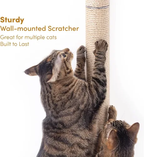 Vista 3 de xympo Rascador de Pared Montado de 86 cm para Gatos, Poste de Rascado de Sisal