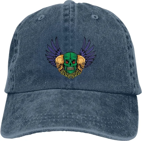 Vista 9 de Cowboy Hat Trendy Hats for Man and Women Djustable Four Season Outdoor Baseball Cap of Hell Skull with Angel Navy Blue
