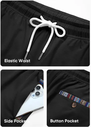 Vista 7 de JMIERR Men's Casual Shorts 5" 7" Drawstring Summer Quick Dry Beach Stretch Waist Golf Athletic Gym Shorts