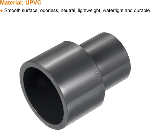 Vista 4 de PATIKIL UPVC Reductor de tubería de montaje de 1-1/2 "x 1" Socket Schedule 80, conector adaptador de acoplamiento recto, gris