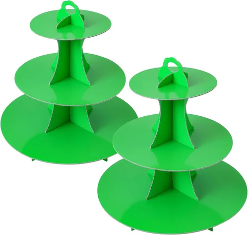 Vista 39 de Soleebee Soporte redondo de 3 niveles para cupcakes, torre de cartón para cupcakes, torre de soporte para pasteles de postre para decoración