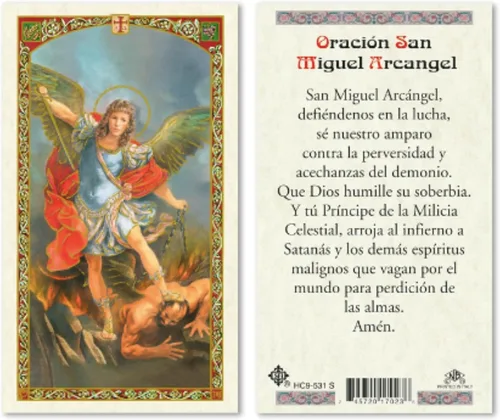 Vista 2 de Seven Arcángeles - Tarjetas de oración católicas laminadas en español para orientación celestial, Miguel Gabriel Rafael Uriel Barachiel Jhudiel