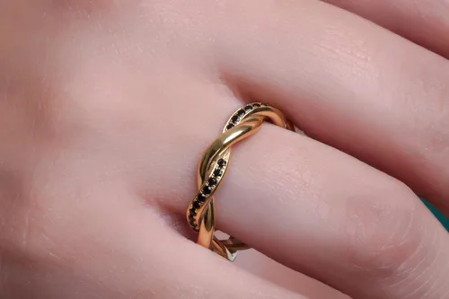 Vista 3 de Anillo trenzado de diamantes para mujer en oro sólido, anillo de trenza de diamante negro, anillo de eternidad de diamantes, anillo de eternidad