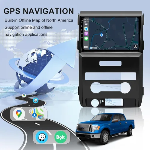 Vista 4 de [4+64GB] Android 13 Car Stereo Upgrade para Ford F150 2009 2010 2011 2012 2013 2014 Soporte de radio inalámbrico Carplay Android Auto 9 '' IPS
