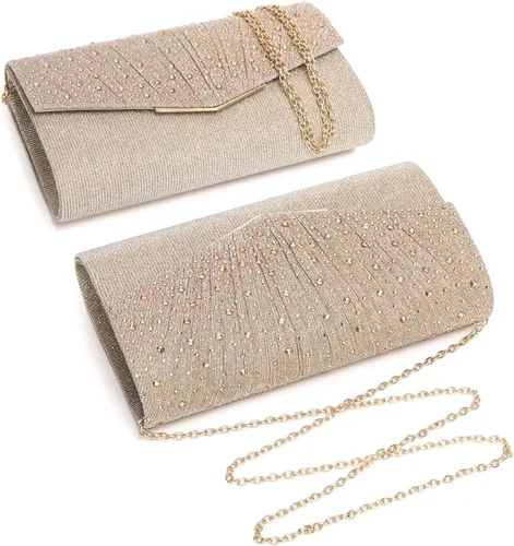 Vista 4 de Bolsos de noche para mujer con lentejuelas y purpurina para mujer bolso formal con sobre de diamantes de imitación para boda fiesta graduación