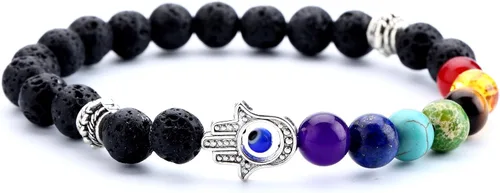 Vista 9 de Men Women 8mm Lava Rock 7 Chakra Beads Chakra Bracelet Chakra A-Lava