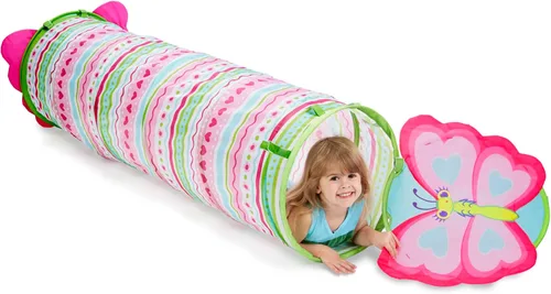 Vista 3 de Melissa & Doug Sunny Patch Cutie Pie Butterfly - Túnel de gateo para adentro y afuera para bebés, estructura de juego plegable para el desarrollo