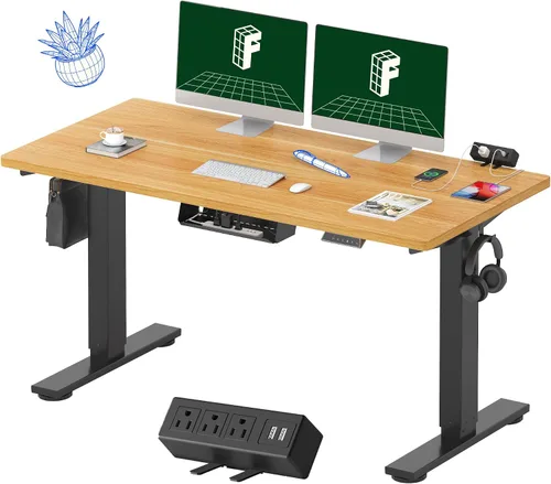 Vista 49 de FLEXISPOT EN2 Escritorio de pie de una pieza completa con regleta de alimentación de abrazadera, escritorio eléctrico de altura ajustable de 40 x 24