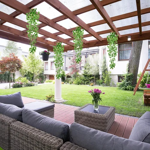 Vista 5 de Mudder 3 paquetes de plantas colgantes artificiales LED, planta colgante falsa de 1,1 m, hojas falsas de hiedra en cadena verde para pared, hogar