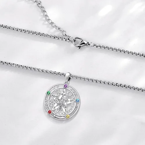 Vista 62 de Collar de pentagrama de plata de ley con triple luna, diosa celta, nudo celta, nudo de brujas, Ankh, sol y luna, Hécate, lilith, Santa Muerte