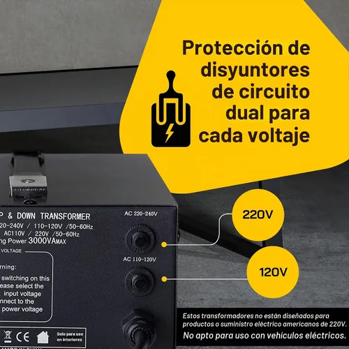 Vista 6 de ELC Serie T Transformador Convertidor de Voltaje de 3000+ W - Paso Arriba/Abajo - Convertidor de Potencia 110 V a 220 V / 220 V a 110 V - Protección