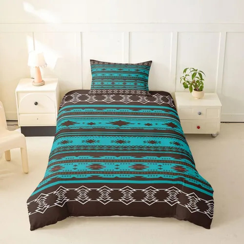 Vista 64 de Erosebridal Juego de funda de edredón estilo bohemio occidental tamaño individual, diseño de vaca atrapasueños del suroeste, juego de ropa de cama