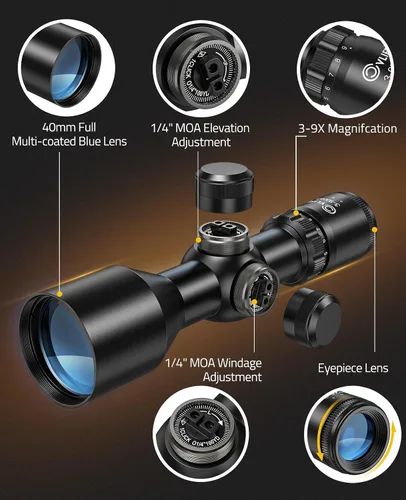 Vista 2 de CVLIFE 3-9x40 Mira Compacta de Rifle con Retículo de Punto de Mira y Monturas para Apuntar Rápido
