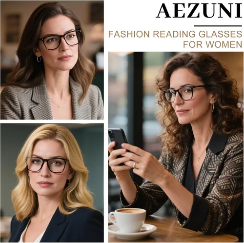 Vista 2 de AEZUNI Oversized Square Reading Glasses for Women Classic Large Frame Readers 1.0 1.5 2.0 2.5 3.0 3.5 4.0 5.0 6.0