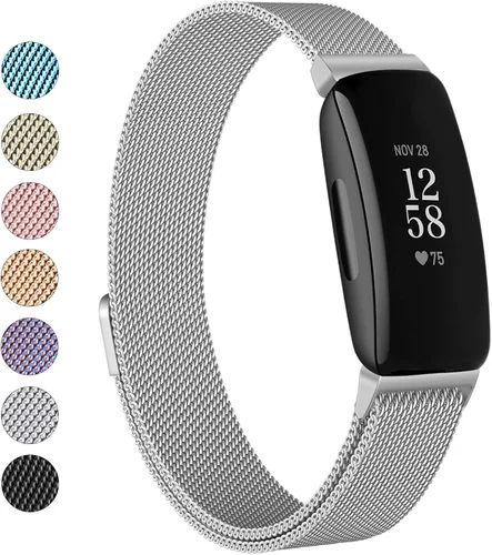 Vista 10 de Vanjua Correa de repuesto de malla metálica de acero inoxidable ajustable para Fitbit Inspire 2 / HR / Fitness Tracker (S, negro)