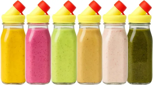 Vista 10 de kitchentoolz Botella coctelera de aderezo de ensalada, recipiente dispensador de aderezo de ensalada de vidrio de 12 onzas con boquilla de silicona